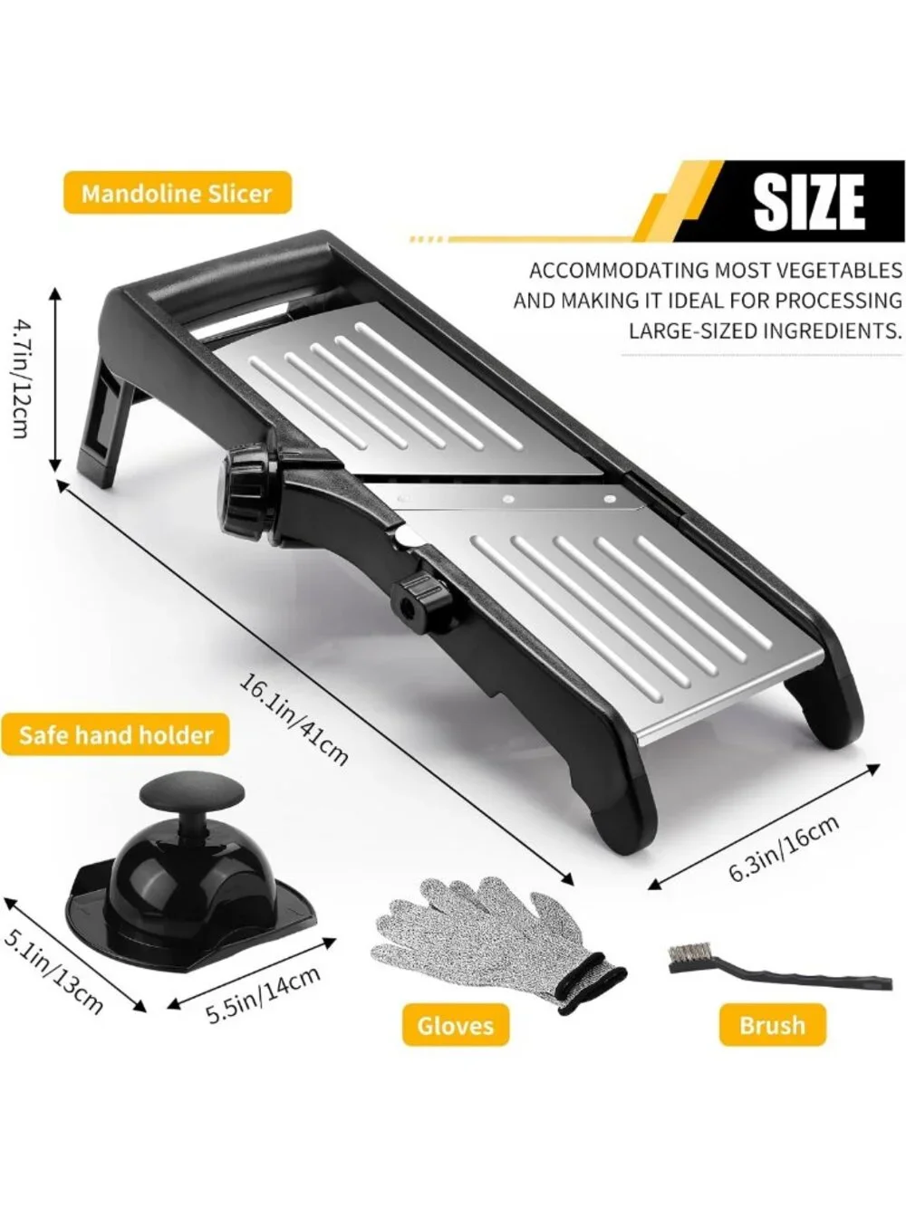 7-in-1 Adjustable Mandoline Slicer | Stainless Steel Vegetable Cutter with